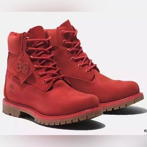 Timberland Red Leather Ankle Boots